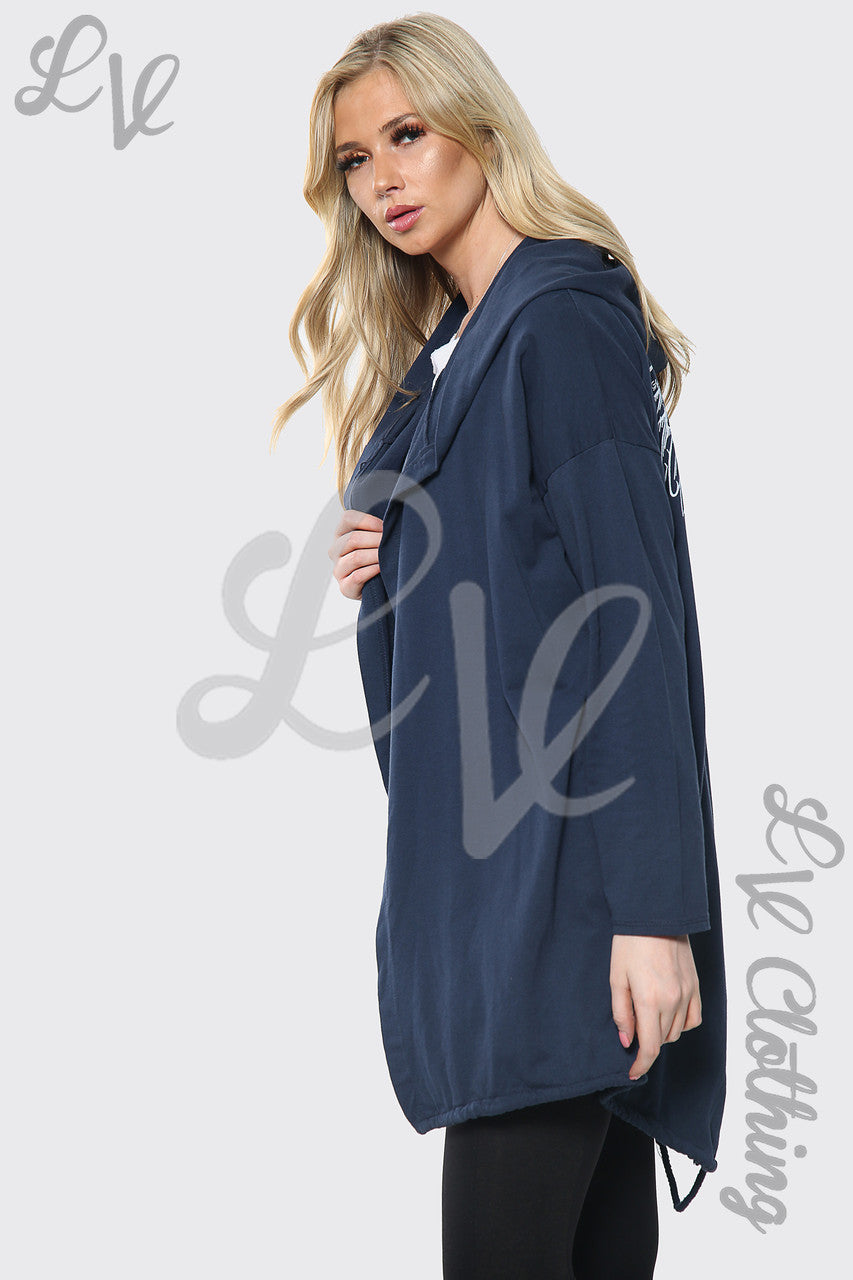 Damesvest met capuchon en vleugels op de rug, marineblauw, eenheidsprijs €11,99