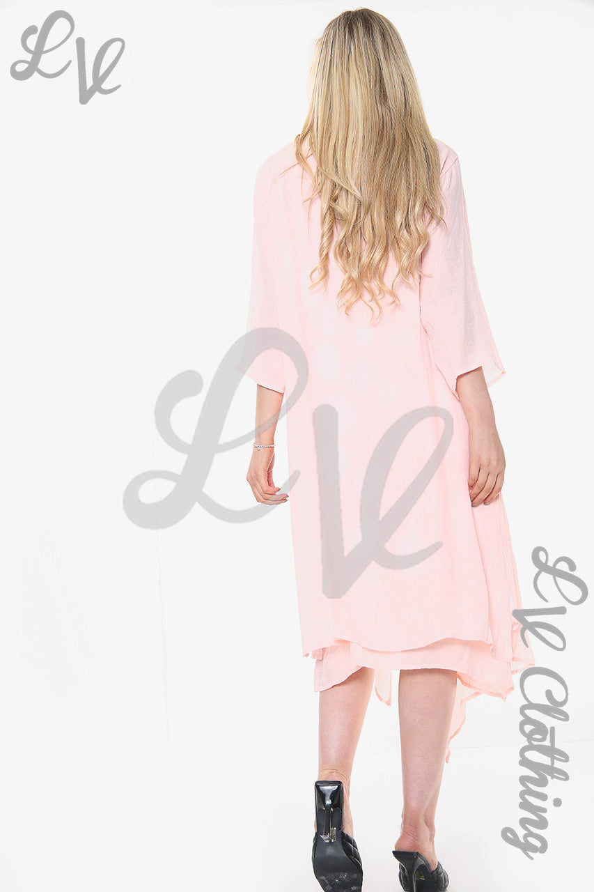 Dames Cirkelprint Mouwloze Jurk Met Vest Roze Stukprijs WAS £10.99 NU £8.99