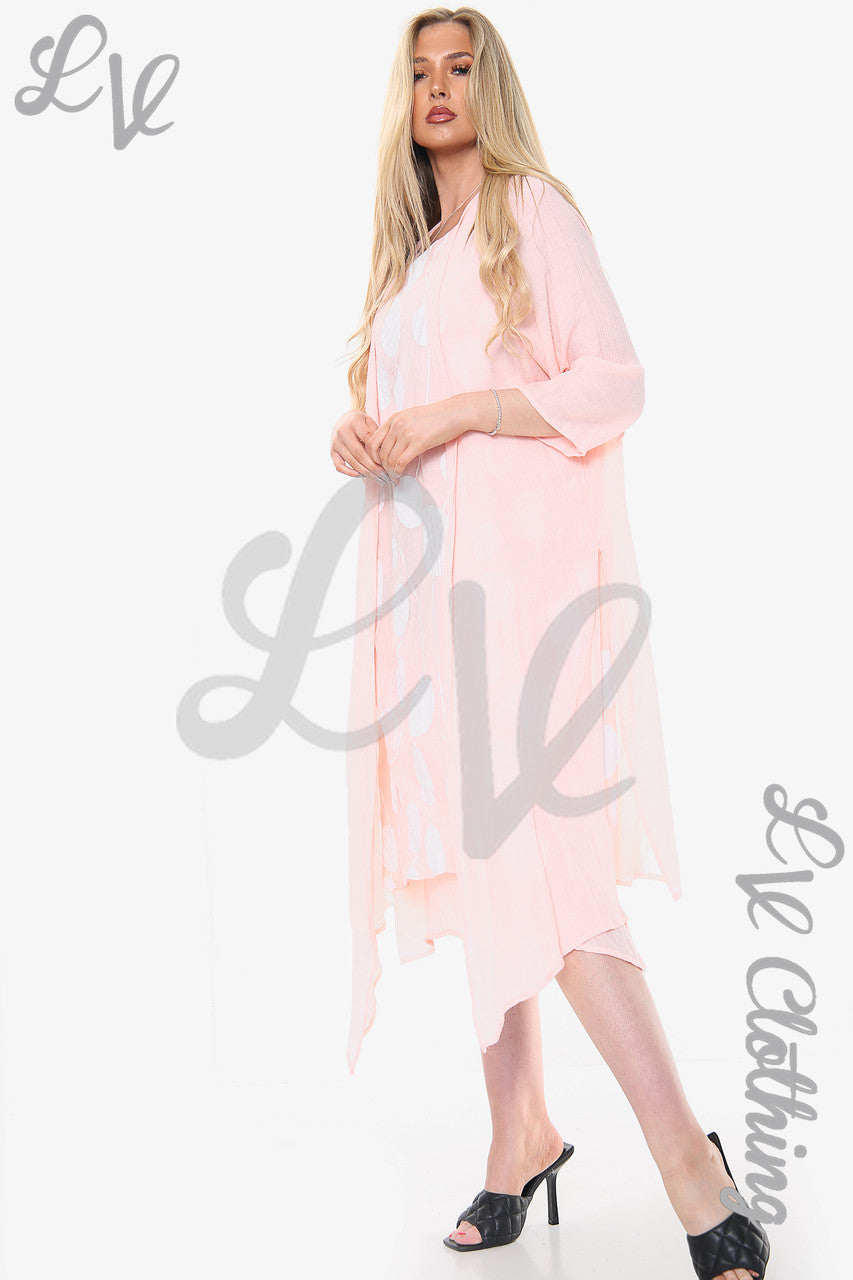 Dames Cirkelprint Mouwloze Jurk Met Vest Roze Stukprijs WAS £10.99 NU £8.99