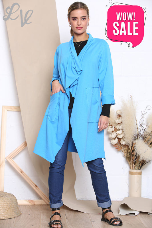 Dames Waterfall Jasje Vest Turquoise