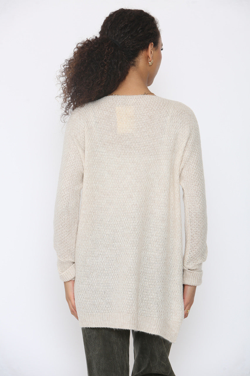 SOFT KNIT DROP SPLIT HEM JUMPER STONE