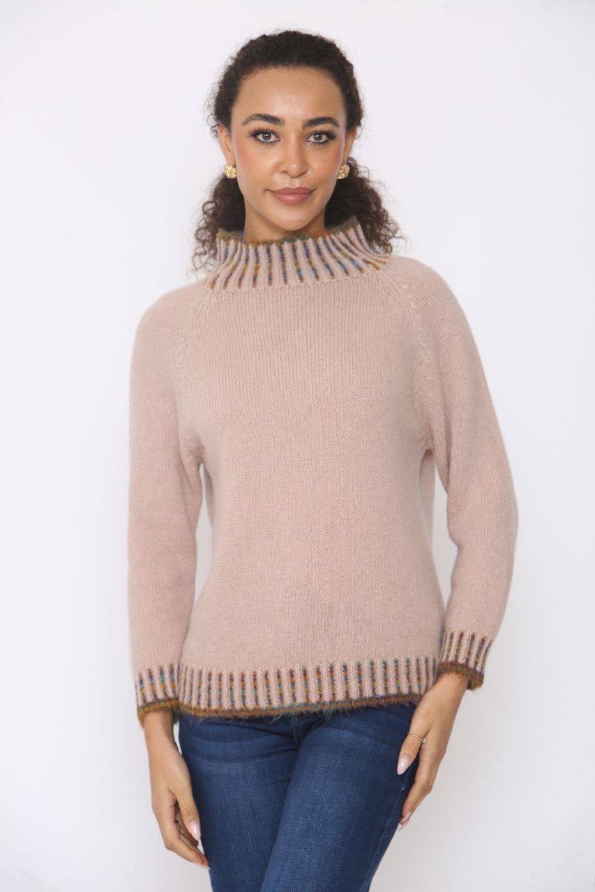 MOHAIR TRUI MET STEEKDETAIL DUSTY PINK