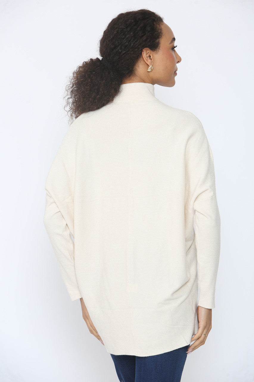 FIJN RIBBEL HIGH NECK TRUI BEIGE