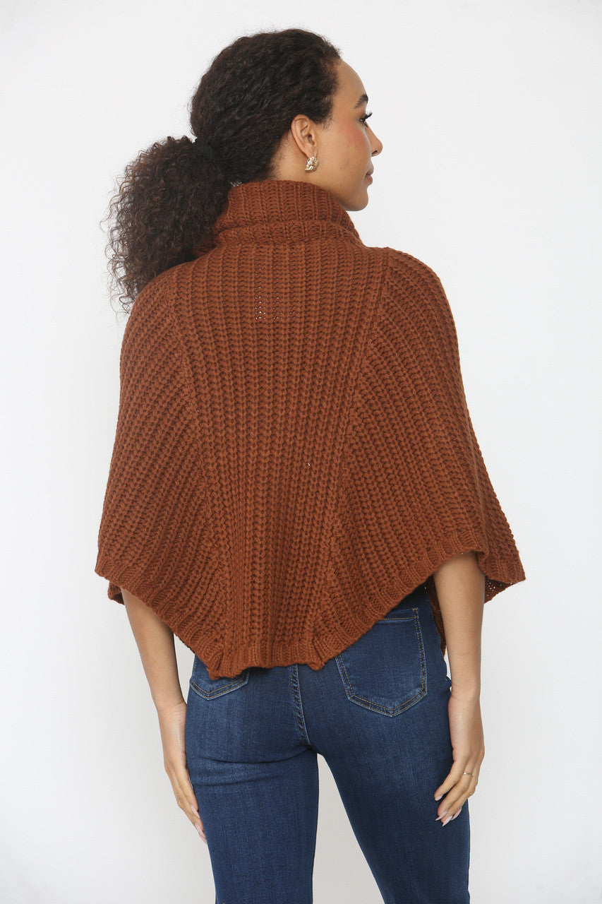 KABELGEBREIDE COLTRUI PONCHO KARAMEL