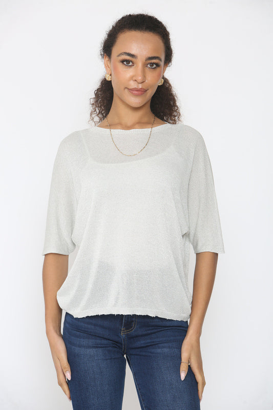LUREX BATWING FIJNGEBREIDE TRUI