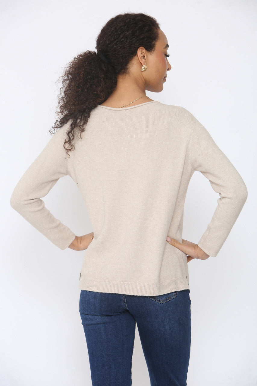 GEBREIDE TRUI STAR BOBBLE BEIGE