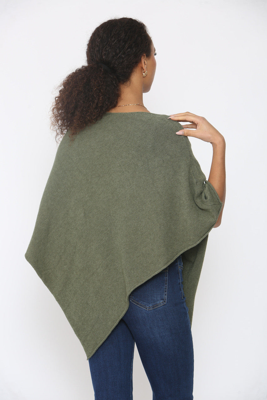 GERIBBELDE STER TRUI PONCHO KHAKI