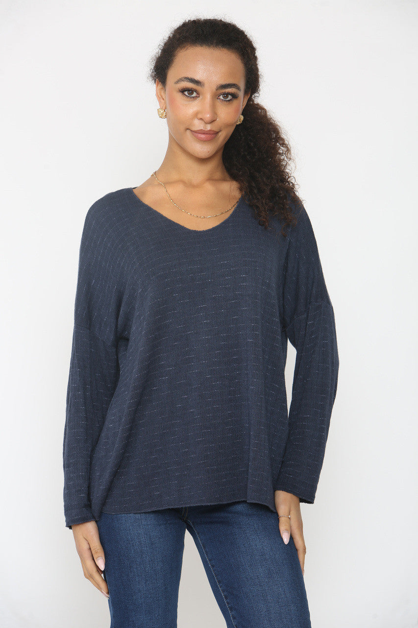 GESTREEPTE TRUI MARINEBLAUW