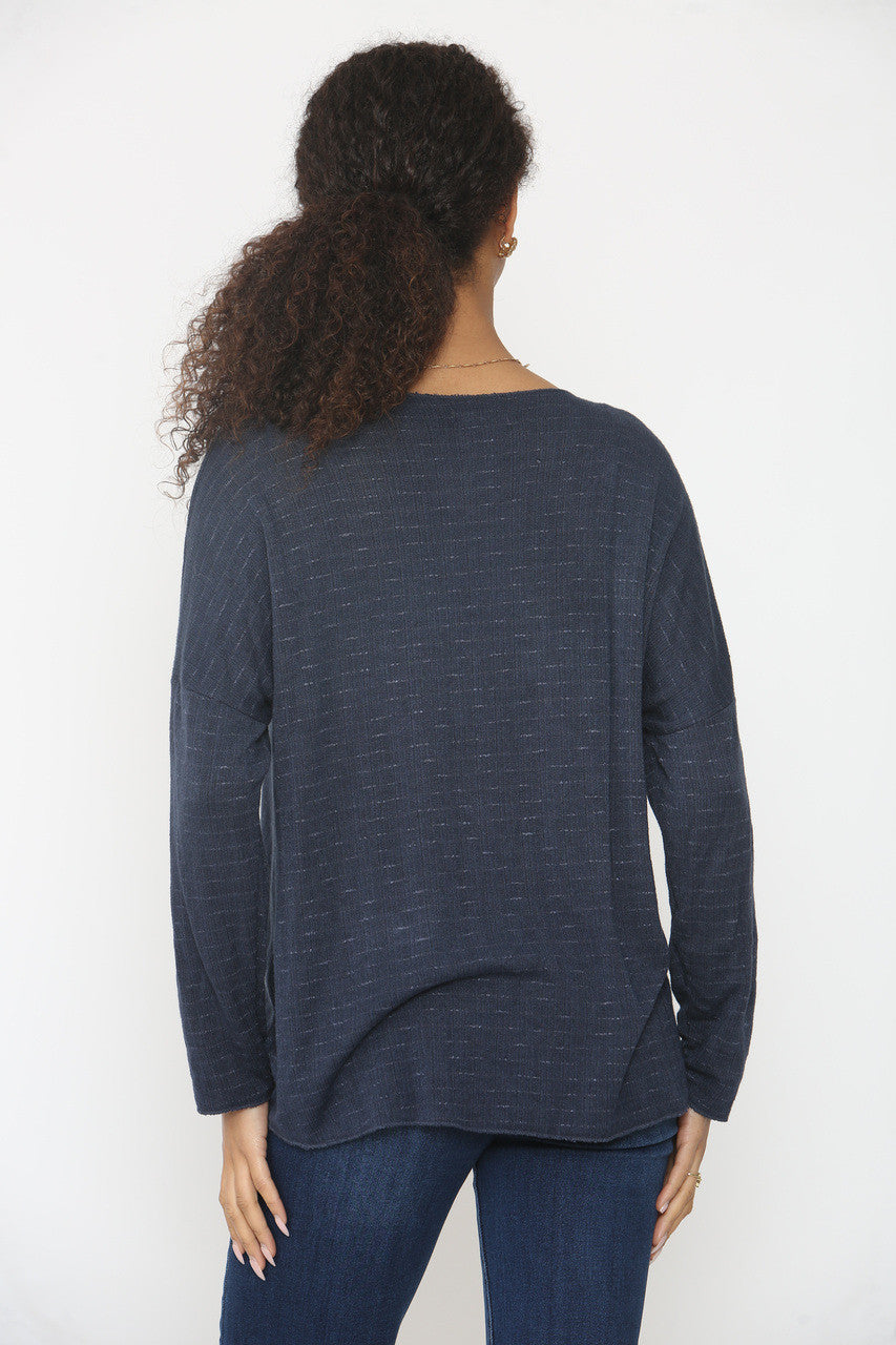 GESTREEPTE TRUI MARINEBLAUW