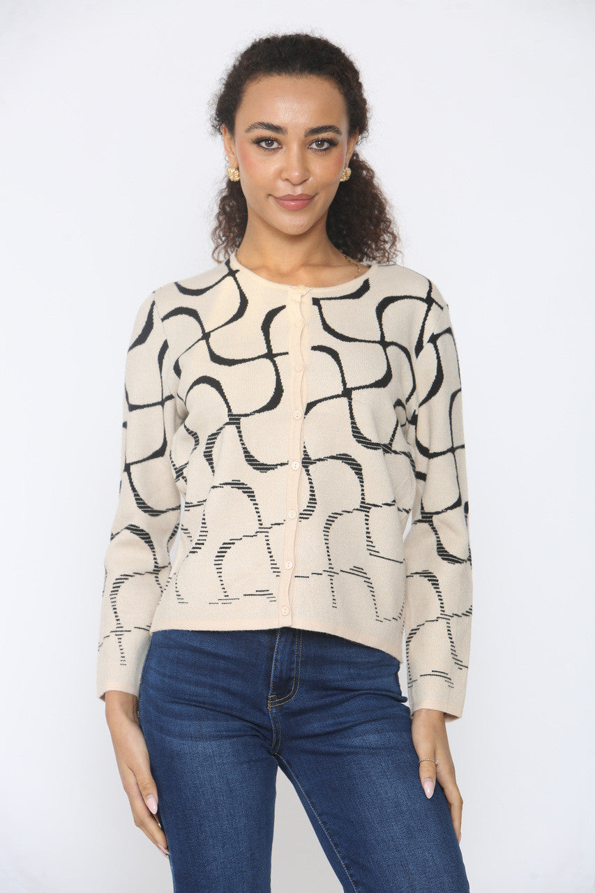GEOMETRISCHE PRINT VEST TOP BEIGE