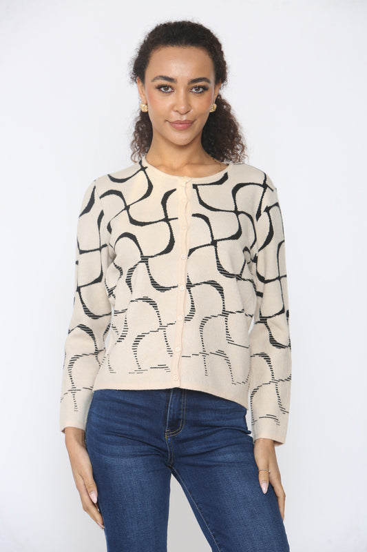 GEOMETRISCHE PRINT VEST TOP BEIGE