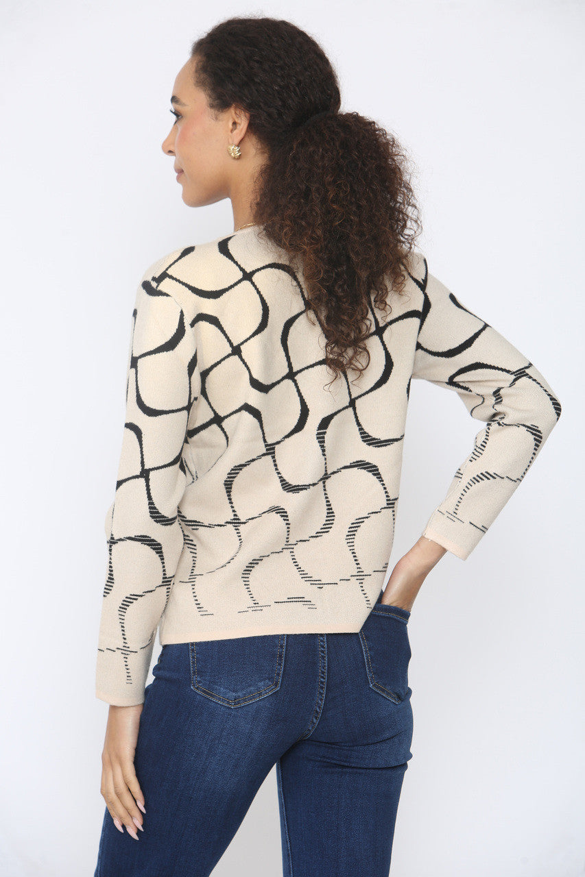 GEOMETRISCHE PRINT VEST TOP BEIGE