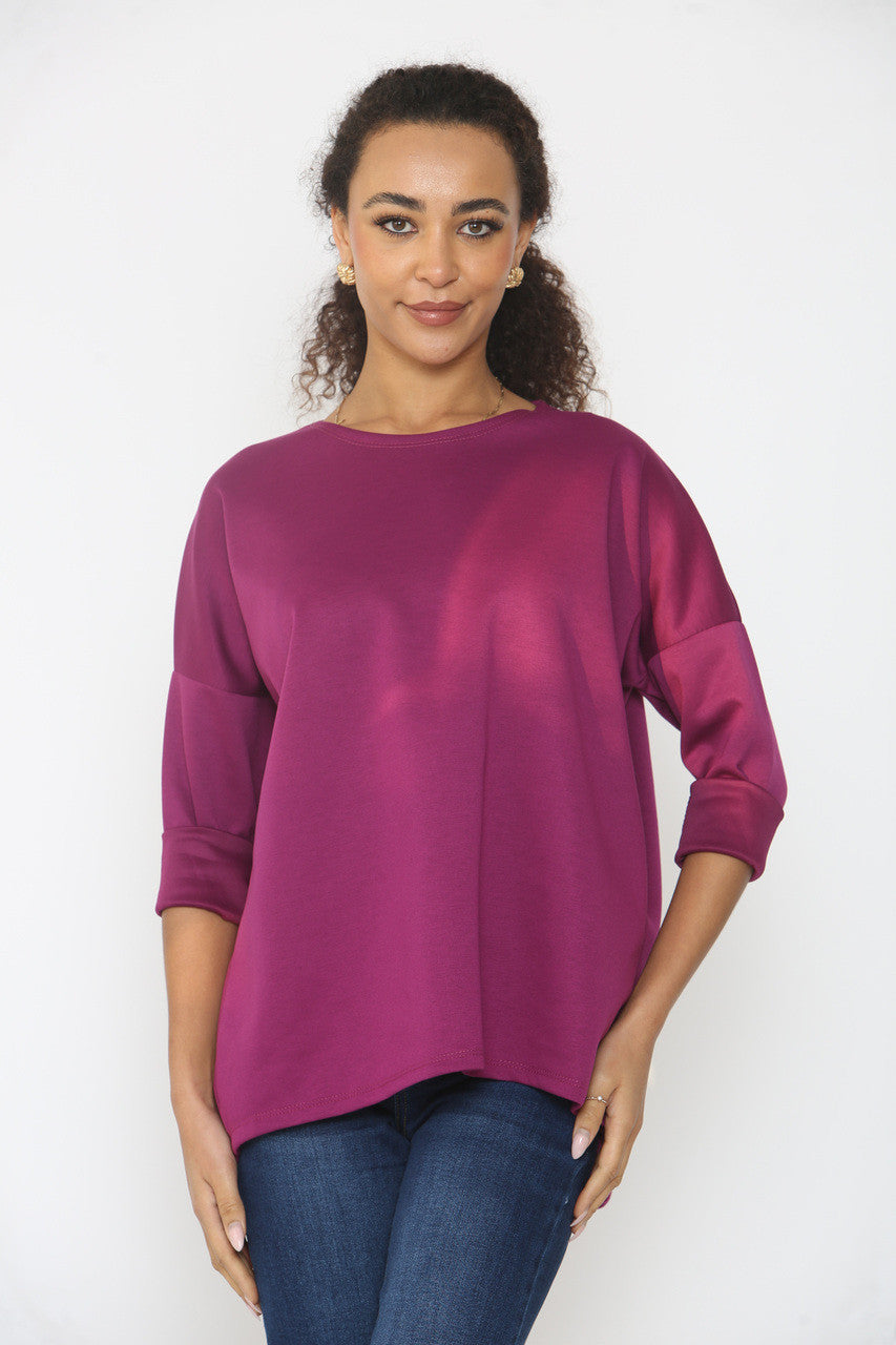 PLAIN SOFT TOUCH SWEATSHIRT - MAGENTA
