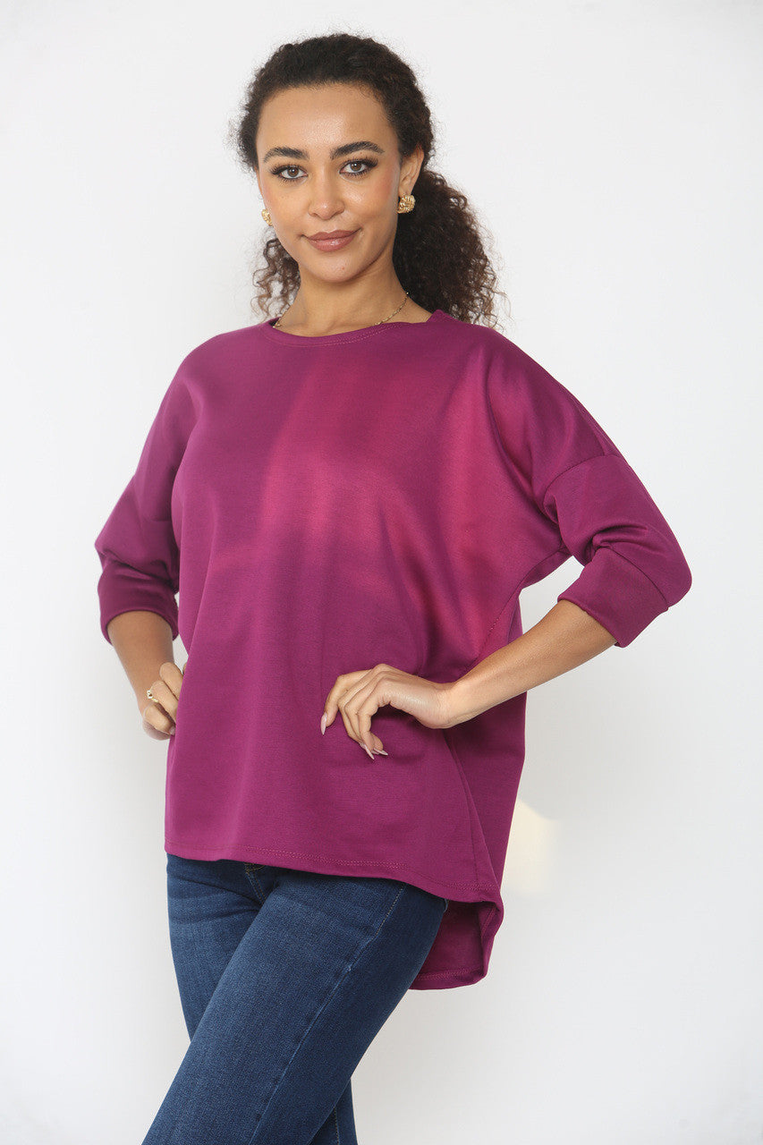 PLAIN SOFT TOUCH SWEATSHIRT - MAGENTA