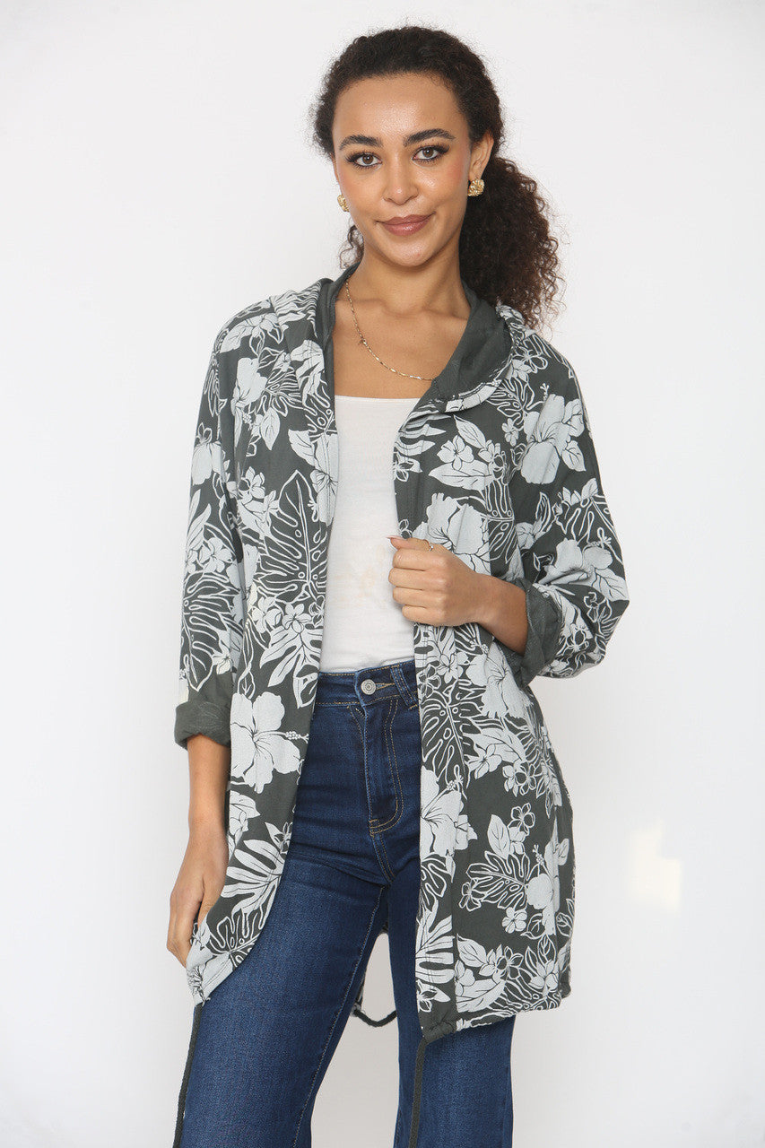 JAS MET CAPUCHON EN BLOEMENPRINT - HOUTSKOOL