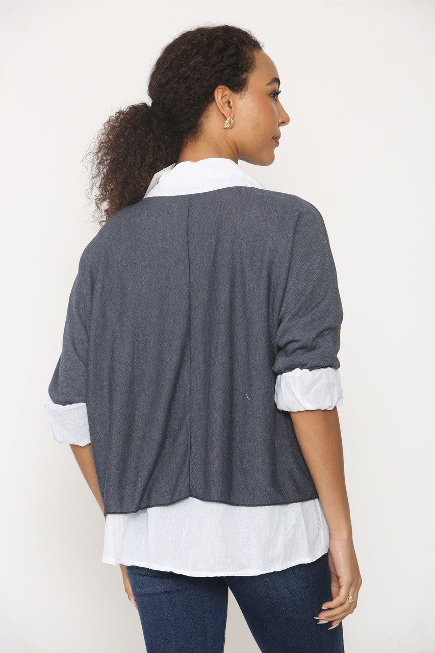 2 IN 1 SHIRT LAYER JUMPER NAVY