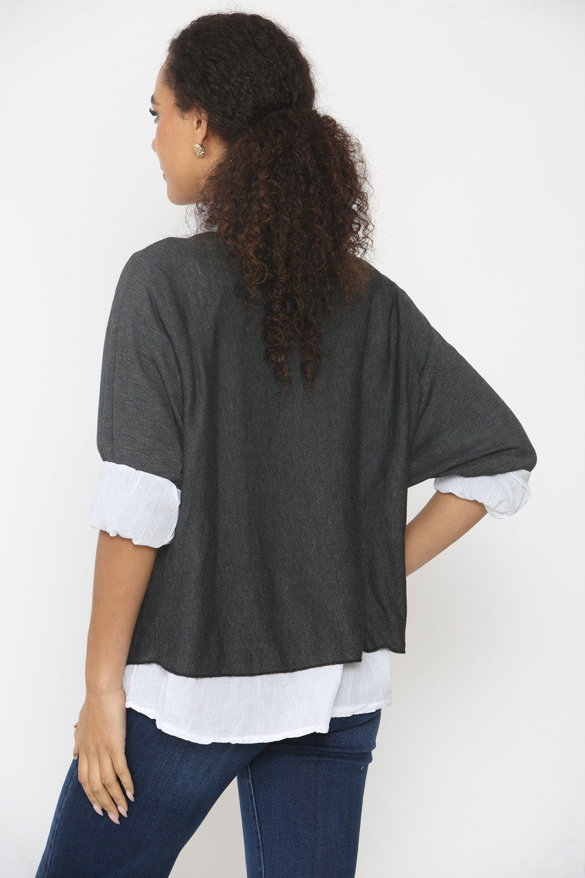 2-IN-1 SHIRTLAAG TRUI ZWART