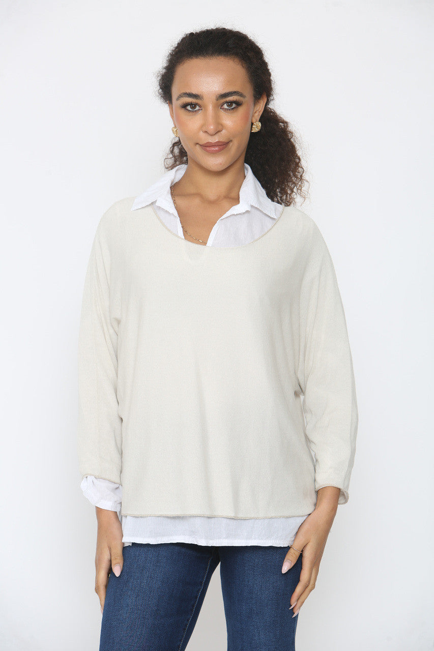 2 IN 1 SHIRT LAYER TRUI BEIGE