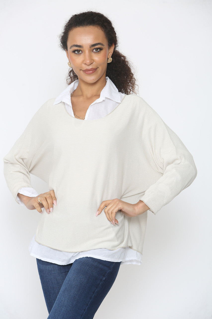 2 IN 1 SHIRT LAYER TRUI BEIGE