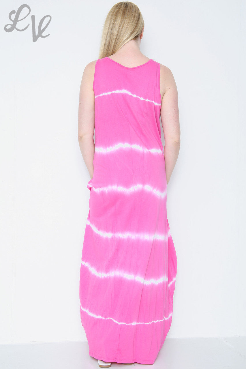 Dames Tie Dye Maxi Jurk Cerise Stukprijs € 9,99