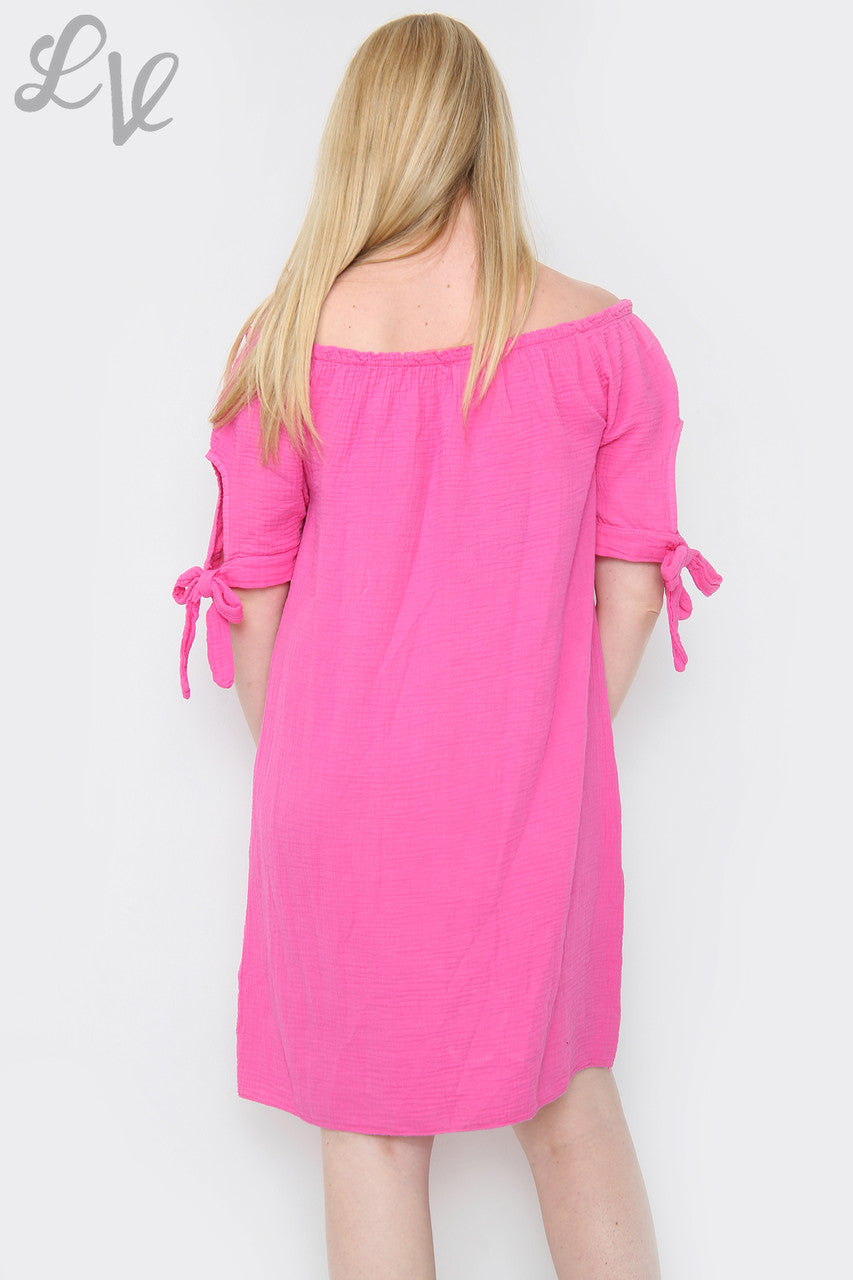 Dames Effen Gypsy Jurk Cerise