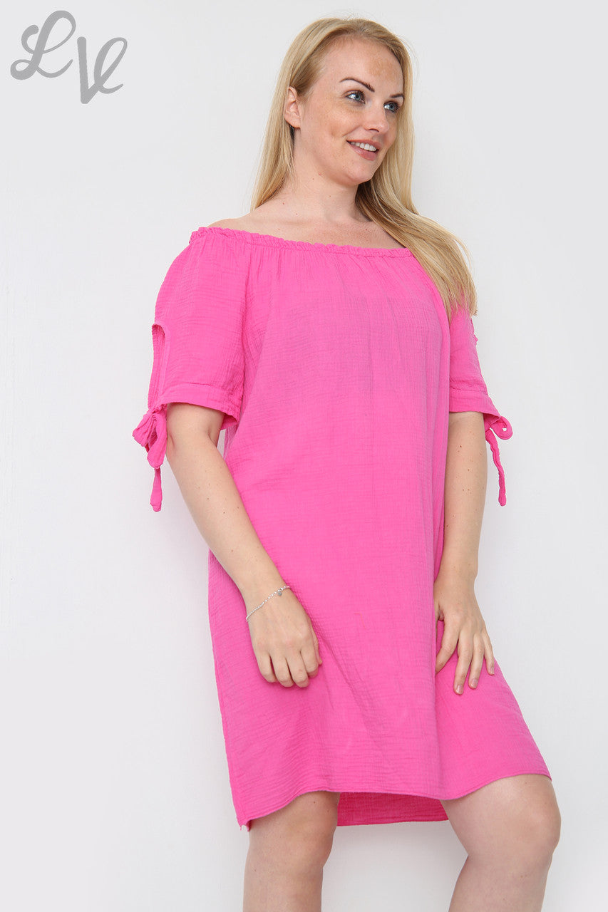 Dames Effen Gypsy Jurk Cerise