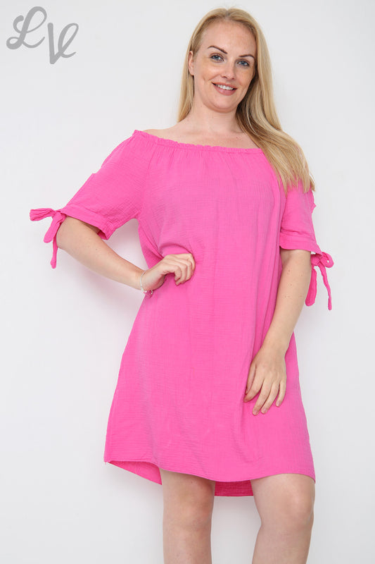 Dames Effen Gypsy Jurk Cerise