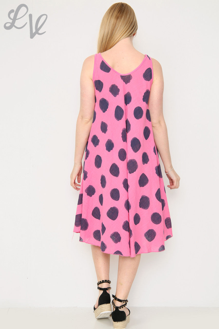 Dames Jurk met Stippen Kersenrood Stukprijs €11,99