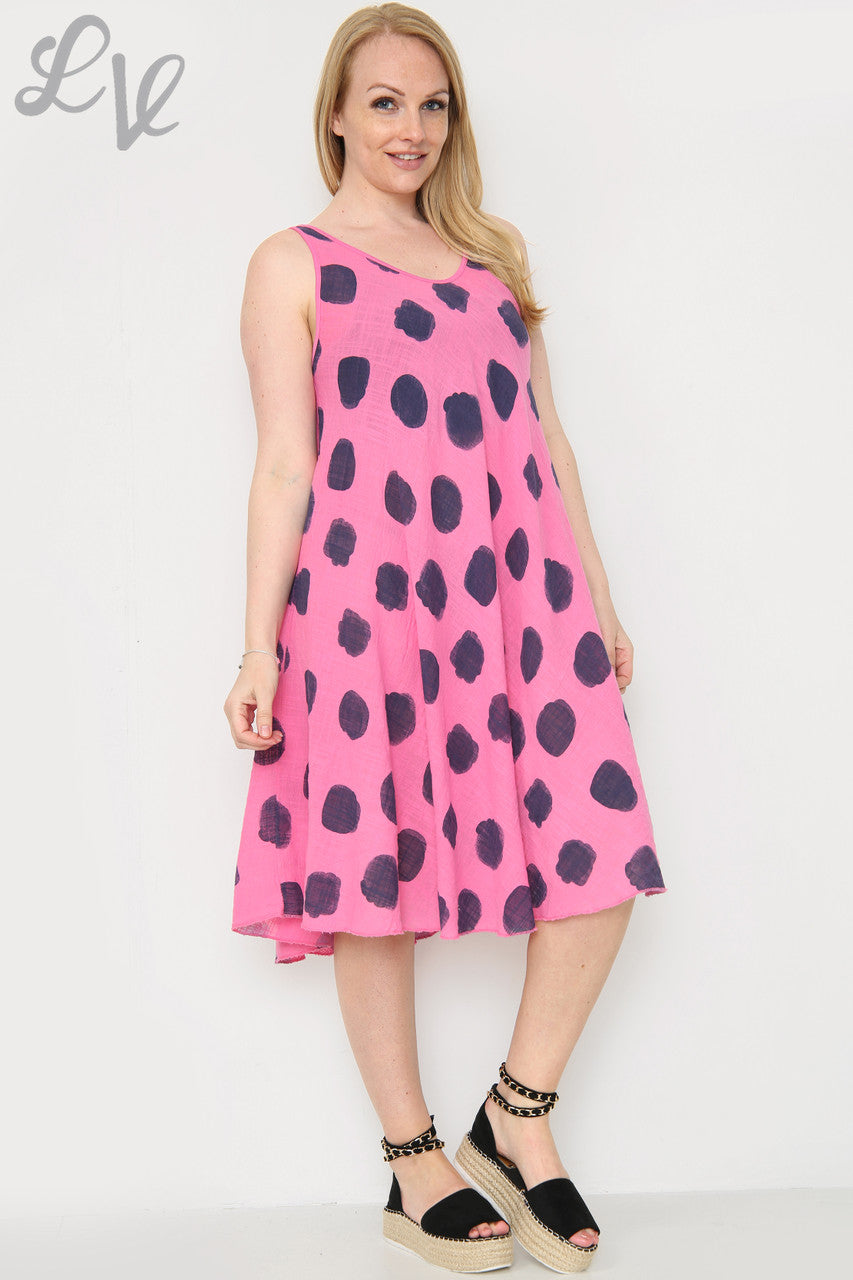 Dames Jurk met Stippen Kersenrood Stukprijs €11,99