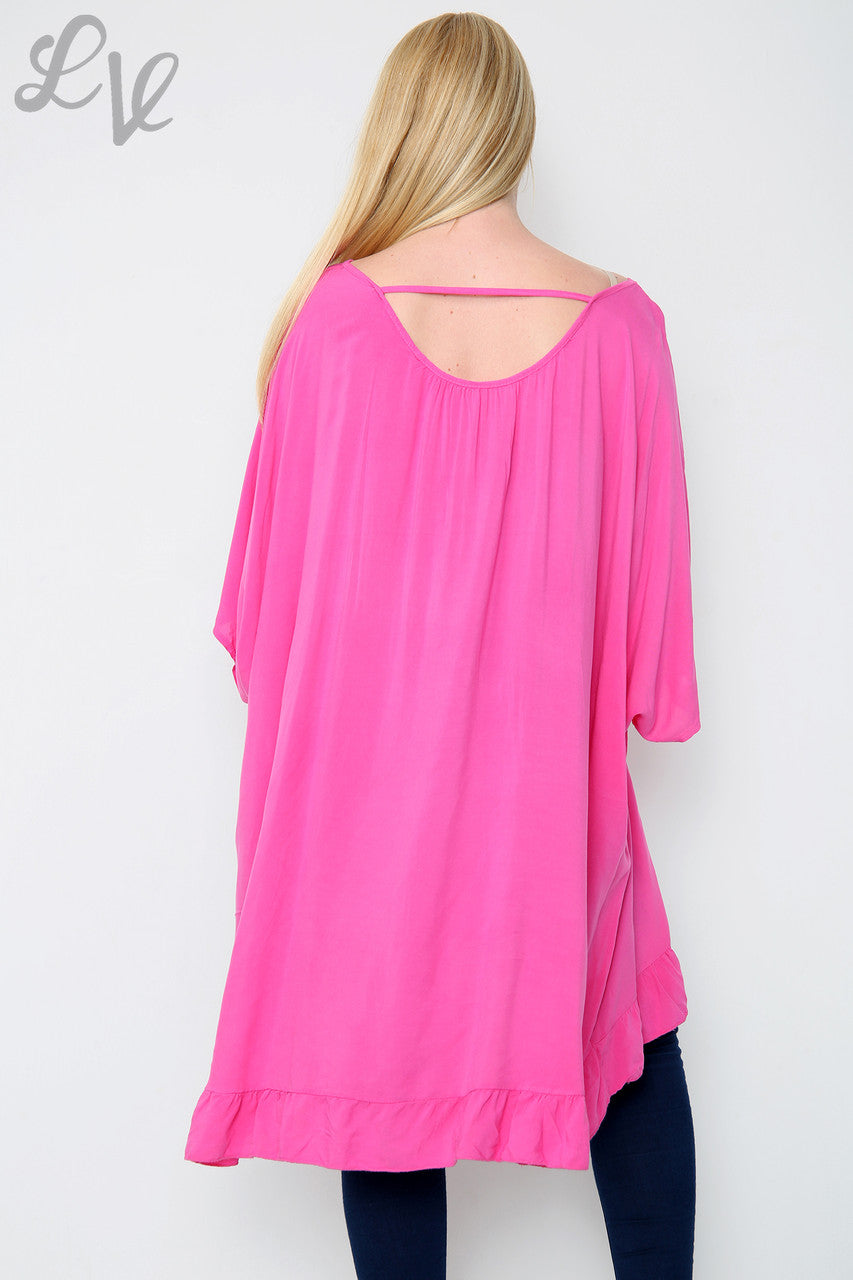 Dames Effen Wijdvallende Top Cerise Stukprijs WAS € 10,99 NU € 7,99