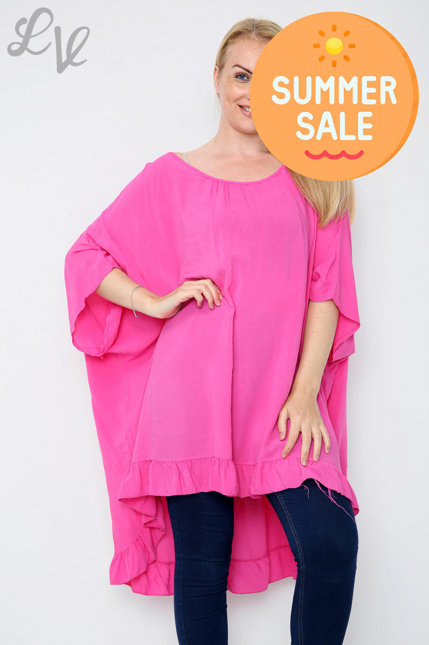 Dames Effen Wijdvallende Top Cerise Stukprijs WAS € 10,99 NU € 7,99