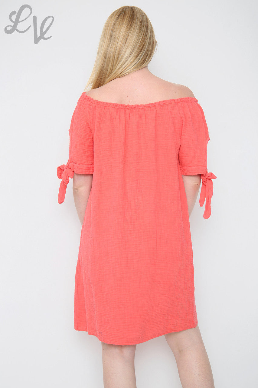 Dames Effen Gypsy Jurk Koraal