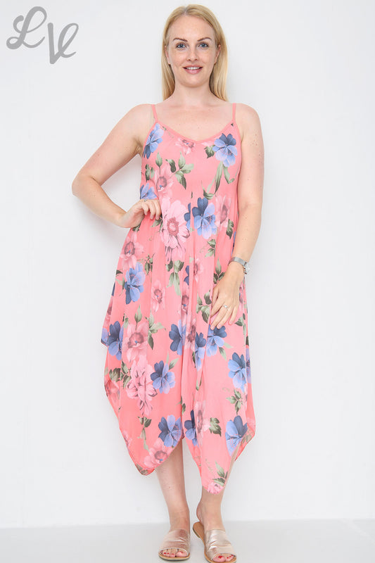 Dames Strappy Jurk met Bloemenprint Koraal Stukprijs € 8,99