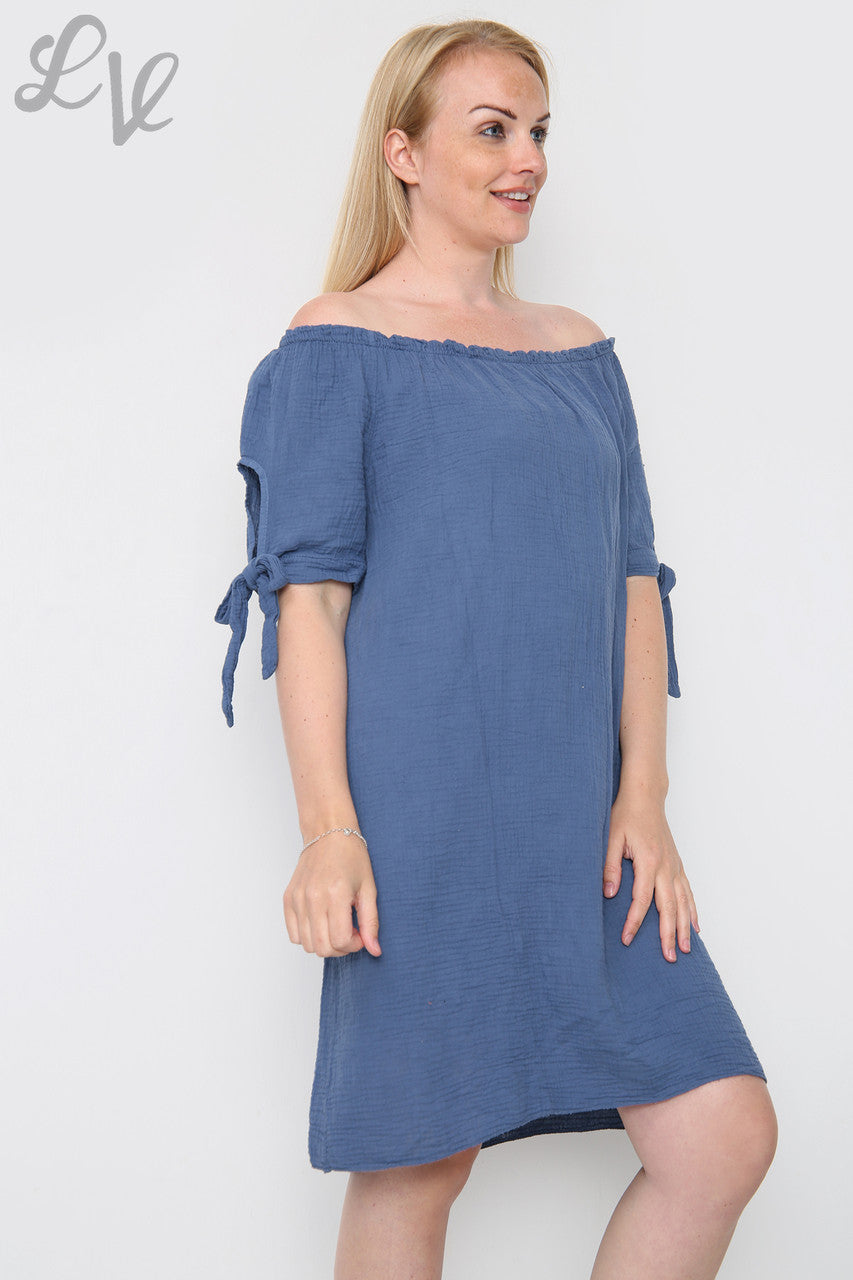 Dames Effen Gypsy Jurk Denim