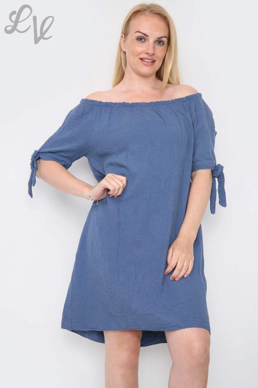 Dames Effen Gypsy Jurk Denim