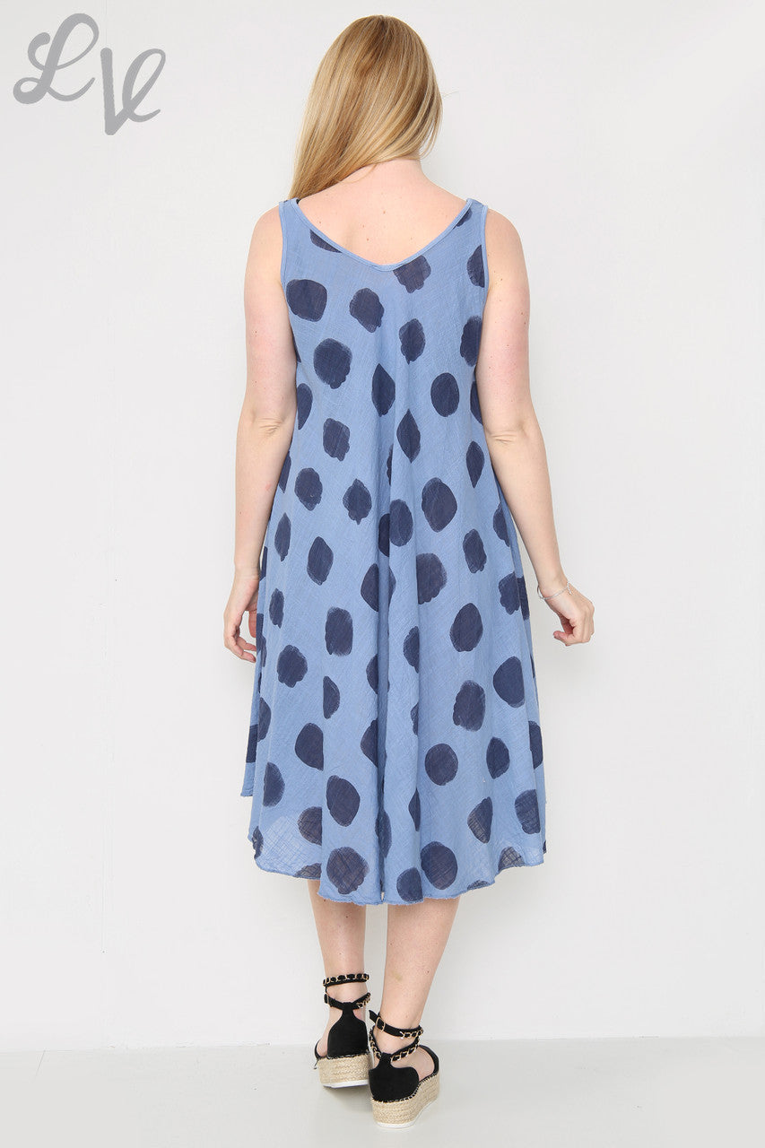 Dames Gestippelde Swingjurk Denim Eenheidsprijs € 11,99
