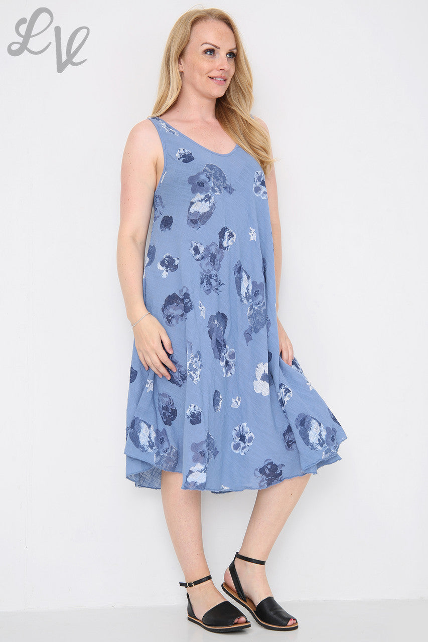 Dames Bloemen Swingjurk Denim Eenheidsprijs €11.99