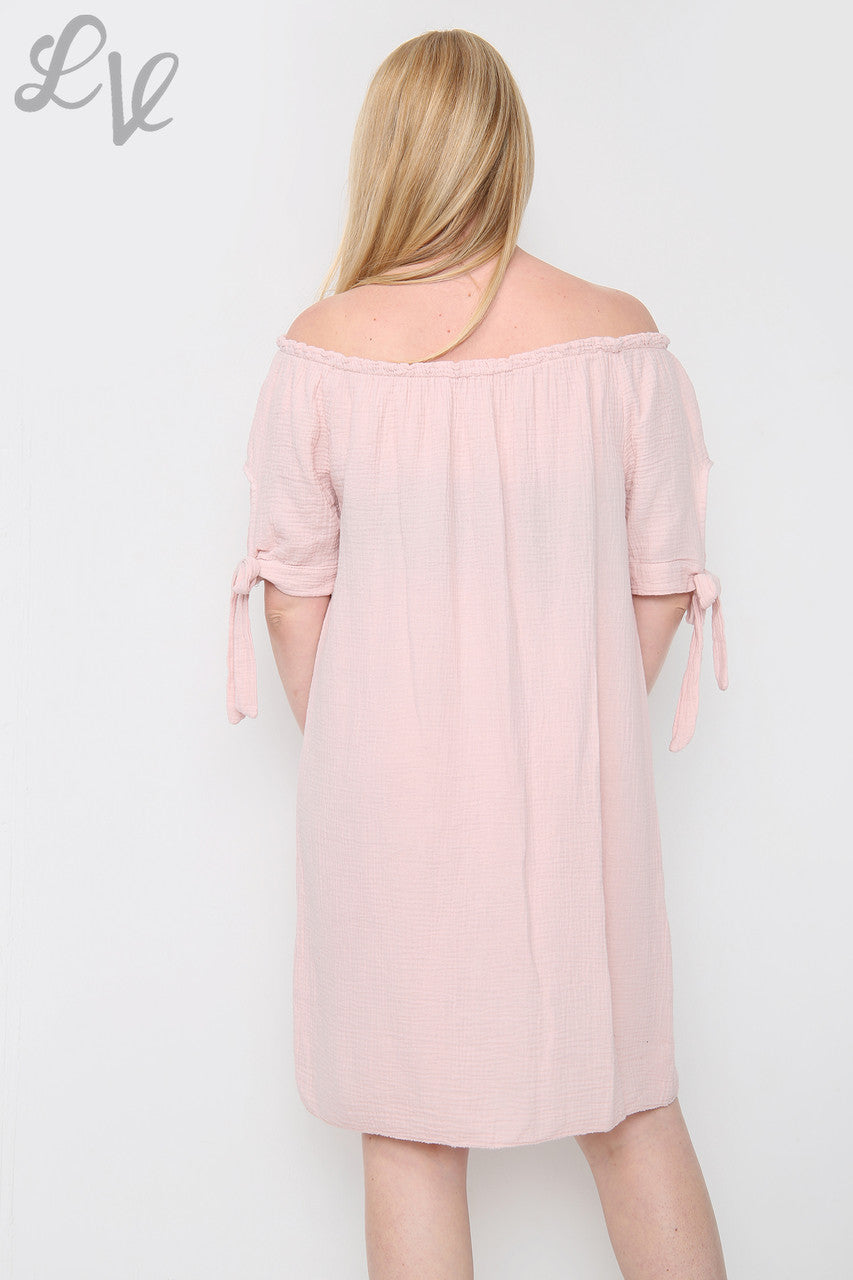 Dames Effen Gypsy Jurk Dusty Pink