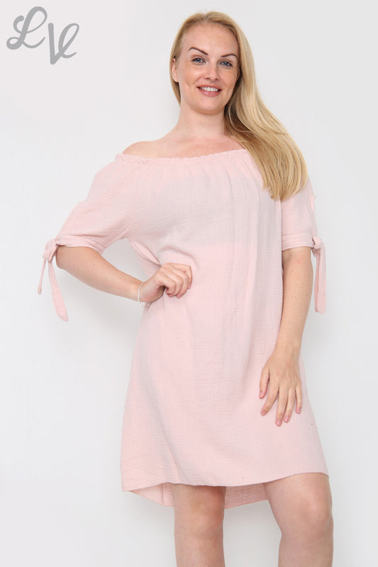 Dames Effen Gypsy Jurk Dusty Pink