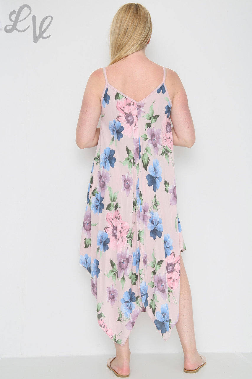 Ladies Flower Print Strappy Dress Dusty Pink Unit Price £8.99
