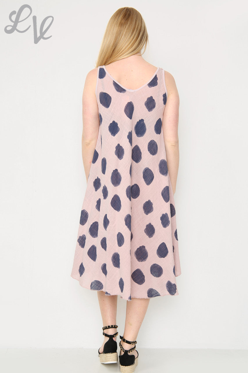 Ladies Spotty Swing Dress Dusty Pink Unit Price £11.99
