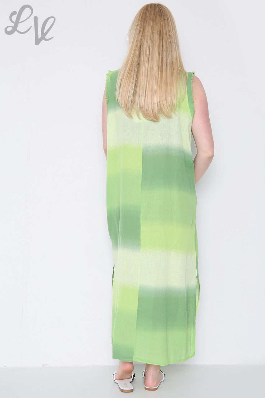 Dames Ombre Mouwloze Jurk Groen Stukprijs € 14,99