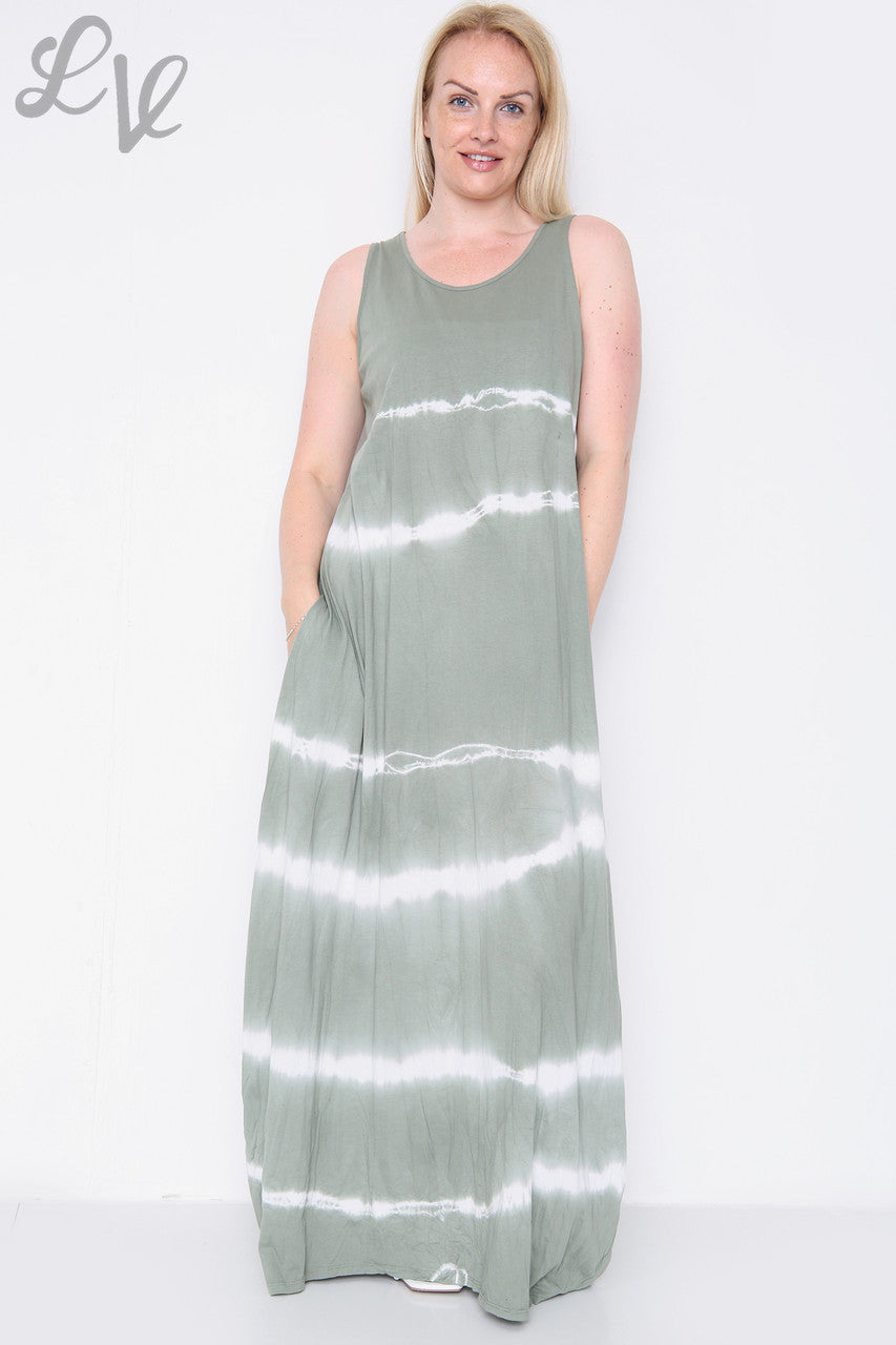 Ladies Tie Dye Maxi Dress Khaki Unit Price £9.99