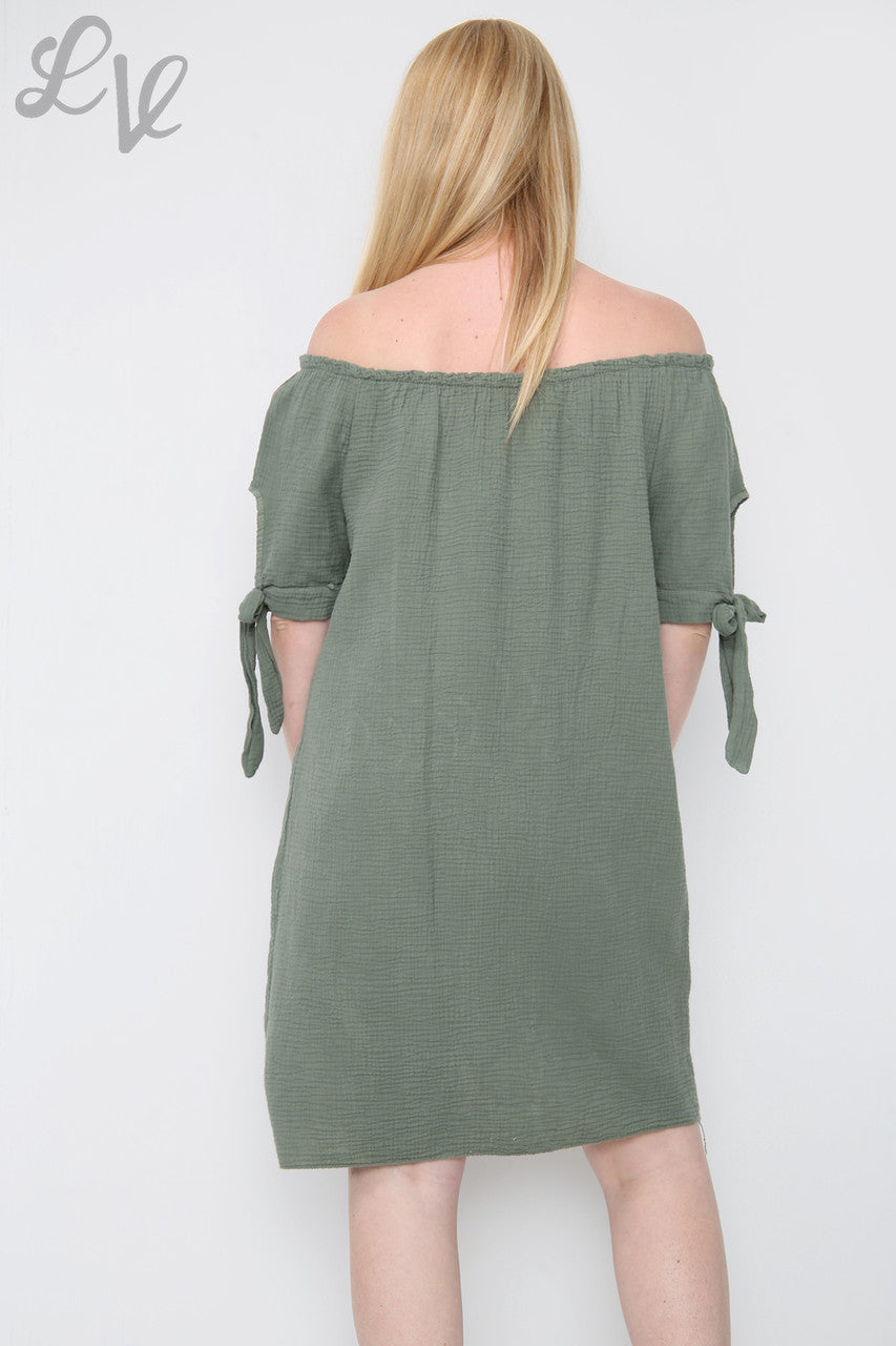 Dames Effen Gypsy Jurk Khaki