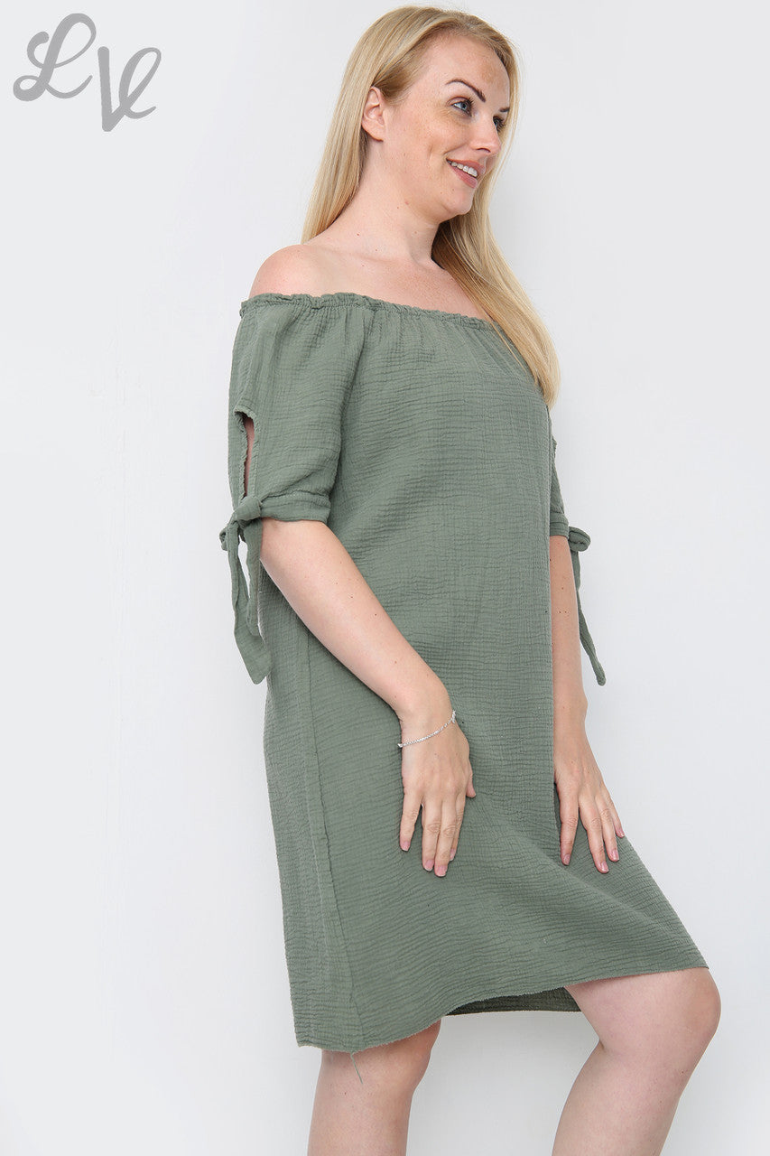 Dames Effen Gypsy Jurk Khaki