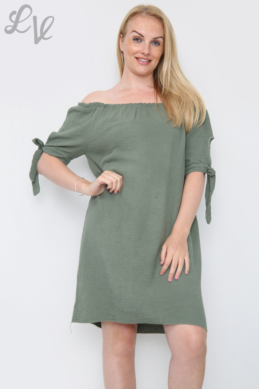 Dames Effen Gypsy Jurk Khaki