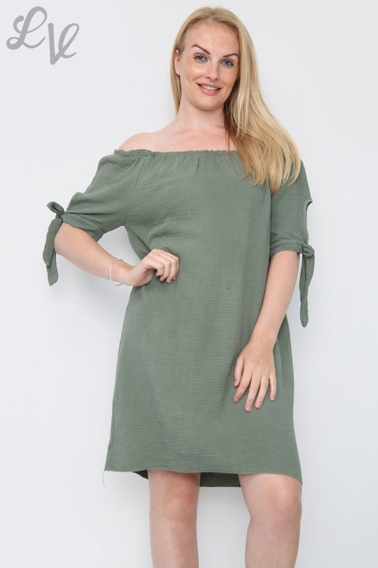 Dames Effen Gypsy Jurk Khaki