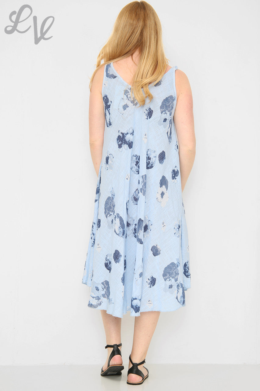 Dames Jurk met Bloemenprint Lichtblauw Prijs per stuk €11,99
