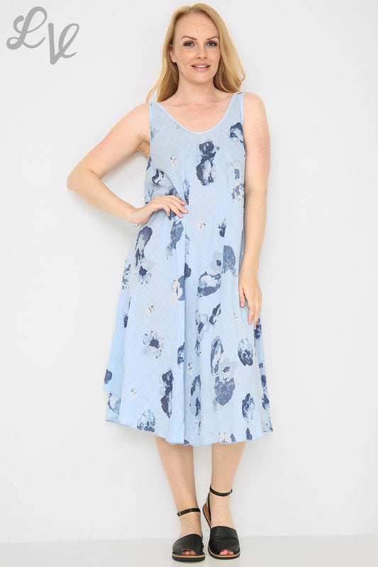 Dames Jurk met Bloemenprint Lichtblauw Prijs per stuk €11,99