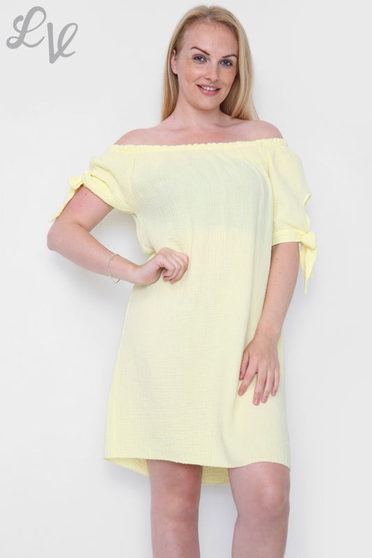 Dames Effen Gypsy Jurk Citroen